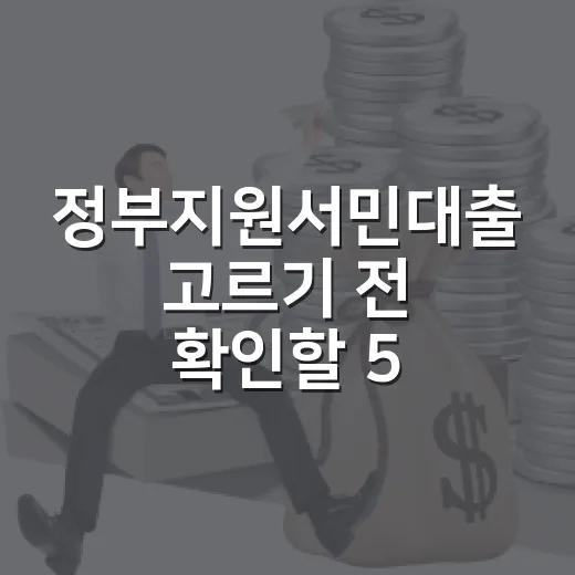 정부지원서민대출 고르기 전 확인할 5가지 숫자 - 요약