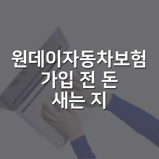 원데이자동차보험 가입 전 돈 새는 지점 5가지 - 요약