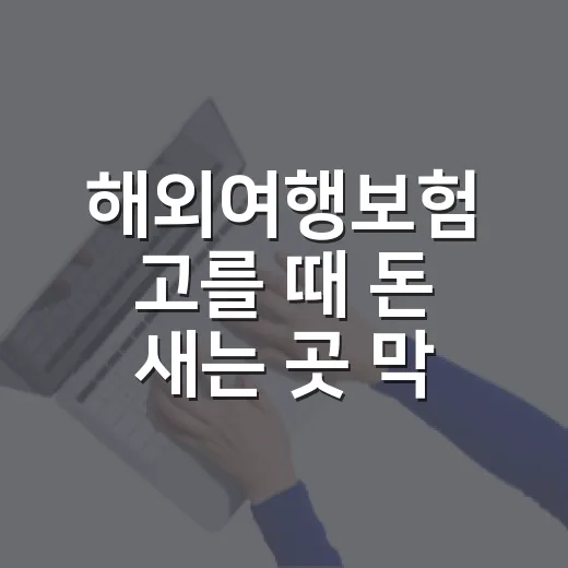 해외여행보험 고를 때 돈 새는 곳 막는 5가지 기준 - 요약
