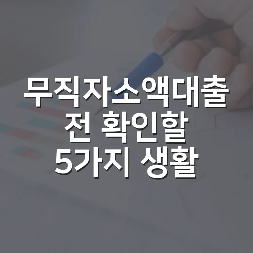 무직자소액대출 전 확인할 5가지 생활 예산 기준 - 요약