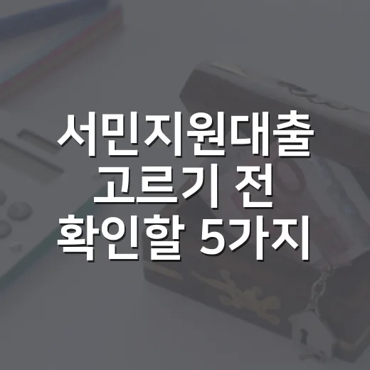 서민지원대출 고르기 전 확인할 5가지 생활 가계부 기준 - 요약
