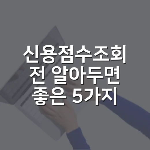 신용점수조회 전 알아두면 좋은 5가지 생활 돈 습관 - 요약