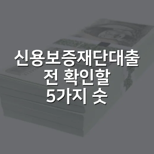 신용보증재단대출 전 확인할 5가지 숫자 - 요약