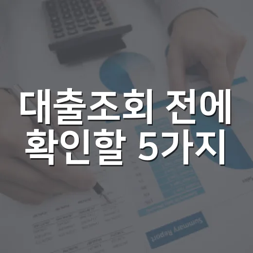 대출조회 전에 확인할 5가지, 신용점수보다 먼저 볼 것들 - 요약