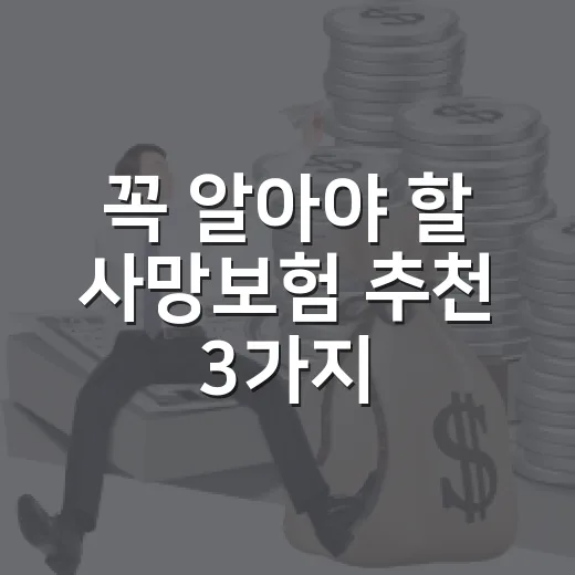 꼭 알아야 할 사망보험 추천 3가지 - 요약