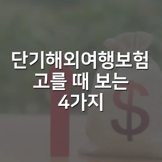 단기해외여행보험 고를 때 보는 4가지 숫자 - 요약