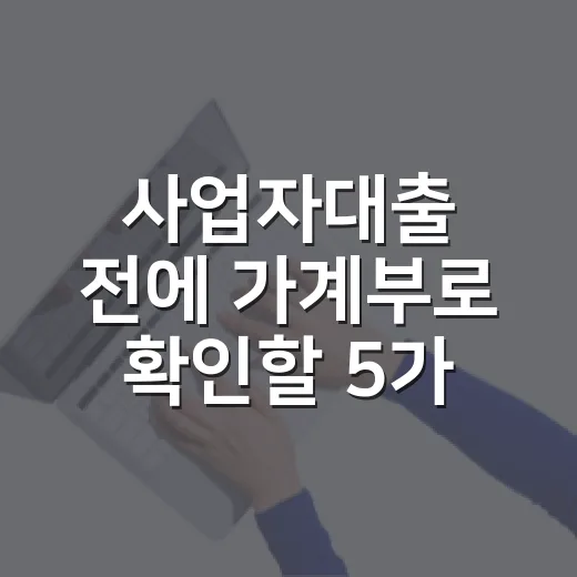 사업자대출 전에 가계부로 확인할 5가지 - 요약