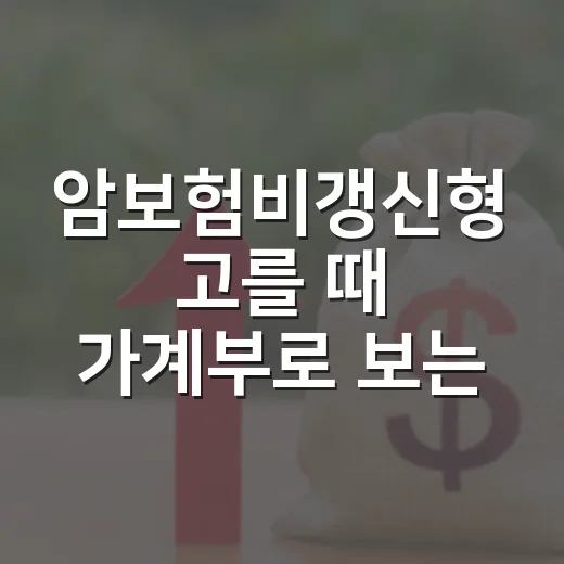 암보험비갱신형 고를 때 가계부로 보는 4가지 - 요약