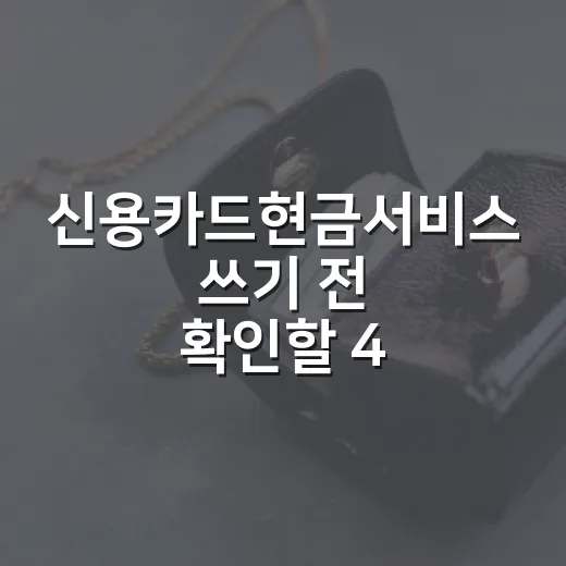신용카드현금서비스 쓰기 전 확인할 4가지 - 요약
