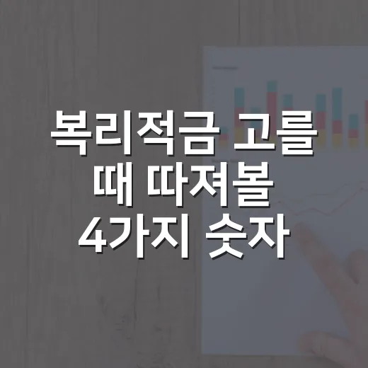 복리적금 고를 때 따져볼 4가지 숫자 - 요약
