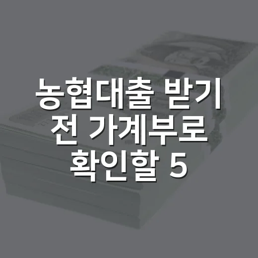농협대출 받기 전 가계부로 확인할 5가지 - 요약