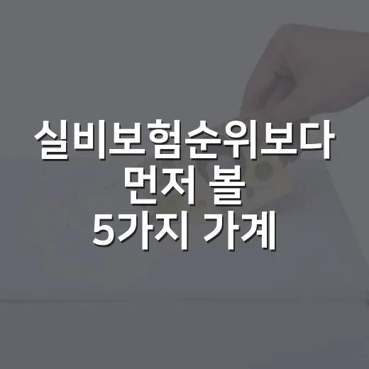 실비보험순위보다 먼저 볼 5가지 가계부 기준 - 요약