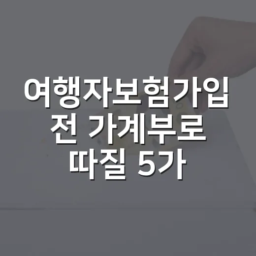 여행자보험가입 전 가계부로 따질 5가지 - 요약