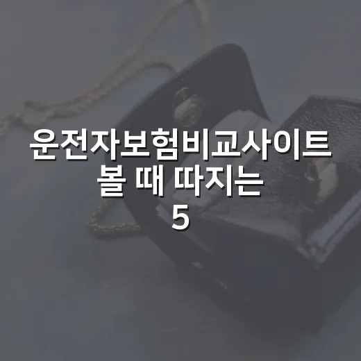 운전자보험비교사이트 볼 때 따지는 5가지 - 요약