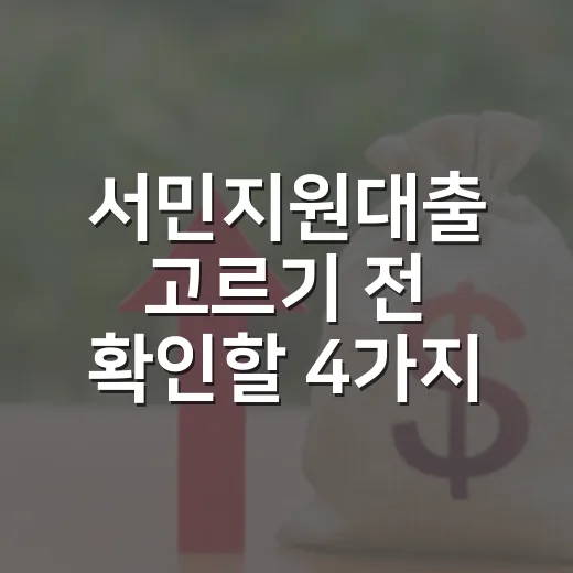 서민지원대출 고르기 전 확인할 4가지 숫자 - 요약