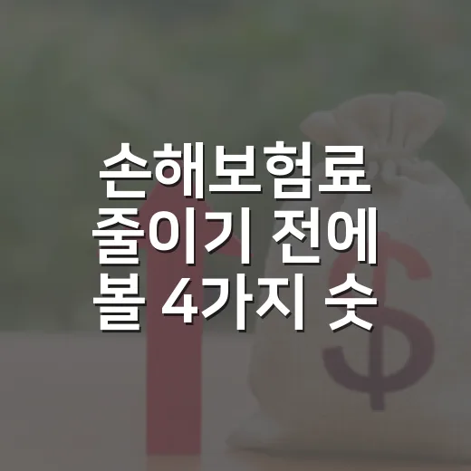 손해보험료 줄이기 전에 볼 4가지 숫자 - 요약