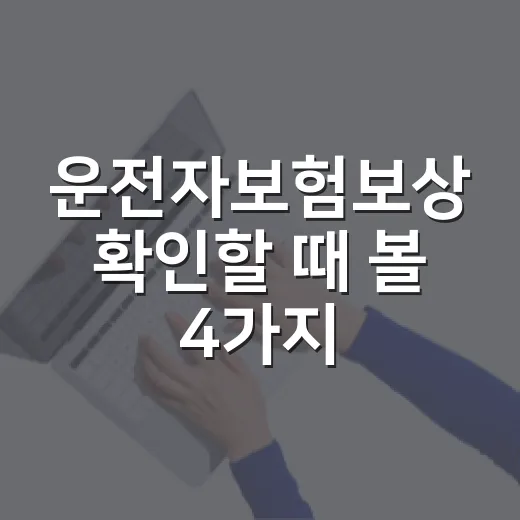 운전자보험보상 확인할 때 볼 4가지 숫자 - 요약