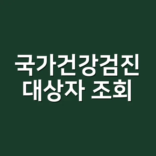 국가건강검진 대상자 조회, 올해 내 차례일까요? - 요약