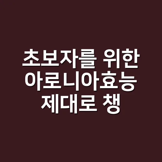 초보자를 위한 아로니아효능 제대로 챙기는 방법 - 요약