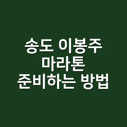 송도 이봉주 마라톤 준비하는 방법, 신청부터 현장 동선까지 이렇게 챙기면 편합니다 - 요약