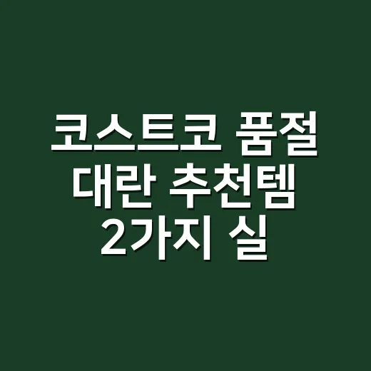 코스트코 품절 대란 추천템 2가지 실패 없이 고르는 방법 - 요약