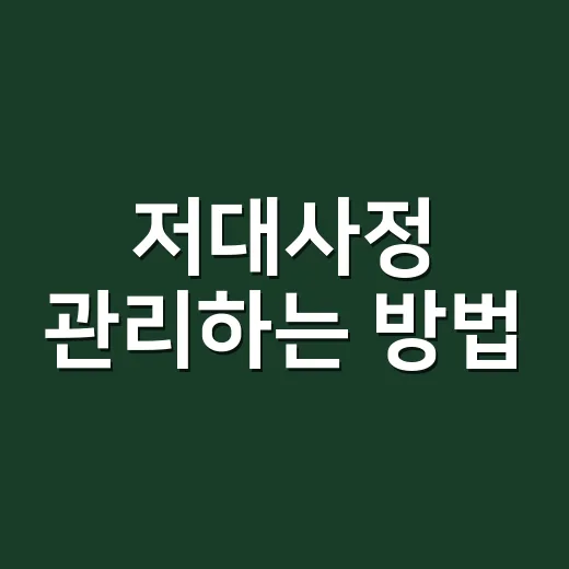 저대사정 관리하는 방법, 몸이 무겁게 느껴질 때 이렇게 시작하세요 - 요약