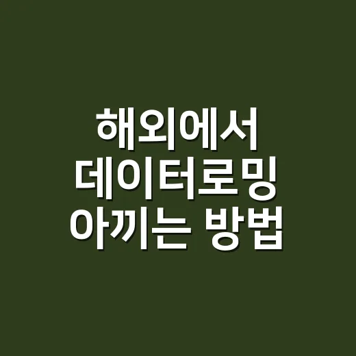 해외에서 데이터로밍 아끼는 방법, 출국 전 10분이면 달라집니다 - 요약