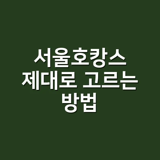 서울호캉스 제대로 고르는 방법, 예산별로 실패 줄이는 기준 - 요약