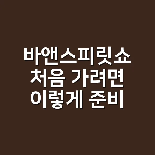 바앤스피릿쇼 처음 가려면 이렇게 준비하는 방법 - 요약