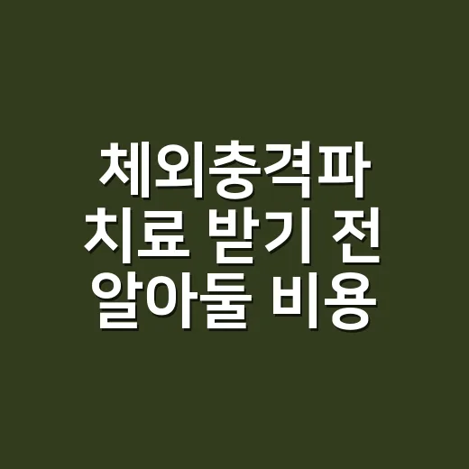체외충격파 치료 받기 전 알아둘 비용·횟수·주의사항 확인하는 방법 - 요약