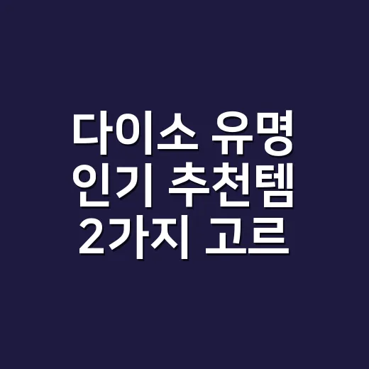 다이소 유명 인기 추천템 2가지 고르려면 이렇게 보세요 - 요약