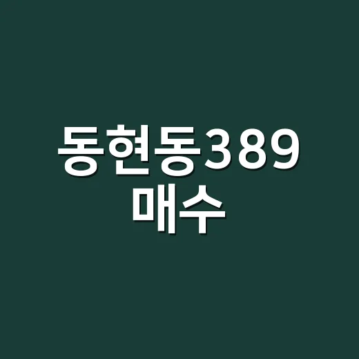 동현동389 매수·전세 판단하는 방법, 초보자가 확인할 체크포인트 - 요약