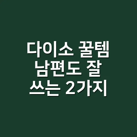 다이소 꿀템 남편도 잘 쓰는 2가지 고르는 방법 - 요약