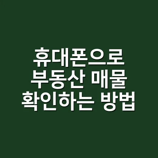 휴대폰으로 부동산 매물 확인하는 방법, 현장 가기 전 이렇게 걸러내세요 - 요약