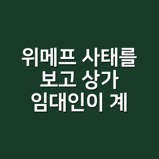 위메프 사태를 보고 상가 임대인이 계약 리스크를 줄이는 방법 - 요약