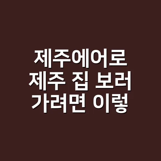 제주에어로 제주 집 보러 가려면 이렇게 예약하세요 - 요약