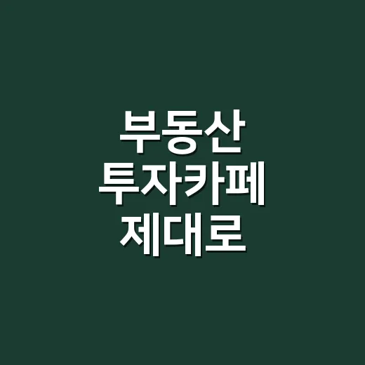 부동산 투자카페 제대로 활용하는 방법, 초보자가 거르는 기준부터 확인하세요 - 요약