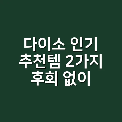 다이소 인기 추천템 2가지 후회 없이 고르는 방법 - 요약