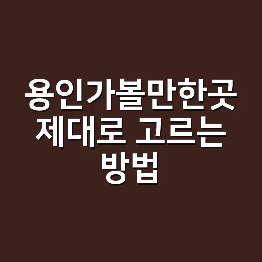 용인가볼만한곳 제대로 고르는 방법, 처인·기흥·수지 동선별 추천 코스 - 요약