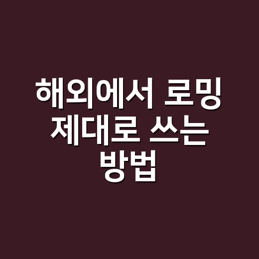 해외에서 로밍 제대로 쓰는 방법, 출국 전 10분 체크로 요금 폭탄 피하기 - 요약