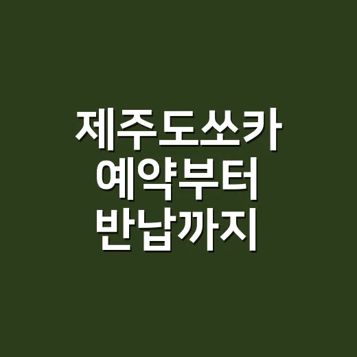 제주도쏘카 예약부터 반납까지 초보자가 실수 줄이는 방법 - 요약