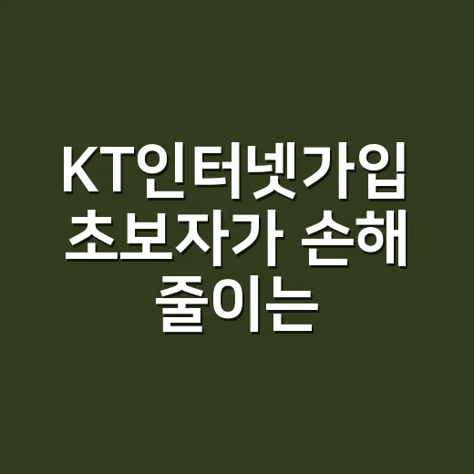 KT인터넷가입 초보자가 손해 줄이는 방법 - 요약