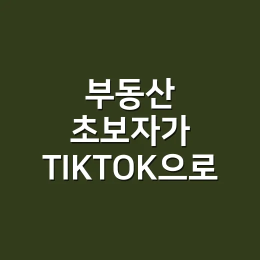 부동산 초보자가 TIKTOK으로 매물과 동네 정보를 판단하는 방법 - 요약