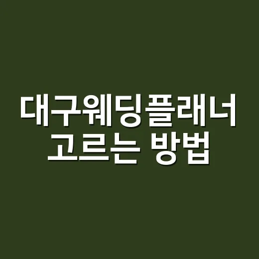 대구웨딩플래너 고르는 방법, 예산부터 동선까지 이렇게 따져보세요 - 요약