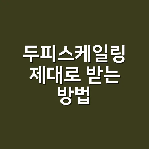 두피스케일링 제대로 받는 방법, 처음이라면 이렇게 시작하세요 - 요약