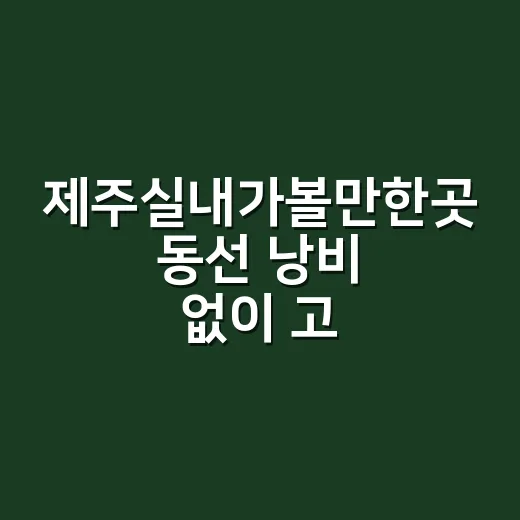 제주실내가볼만한곳 동선 낭비 없이 고르는 방법 - 요약