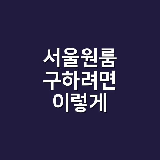 서울원룸 구하려면 이렇게 확인하세요, 월세부터 계약서까지 초보자용 가이드 - 요약
