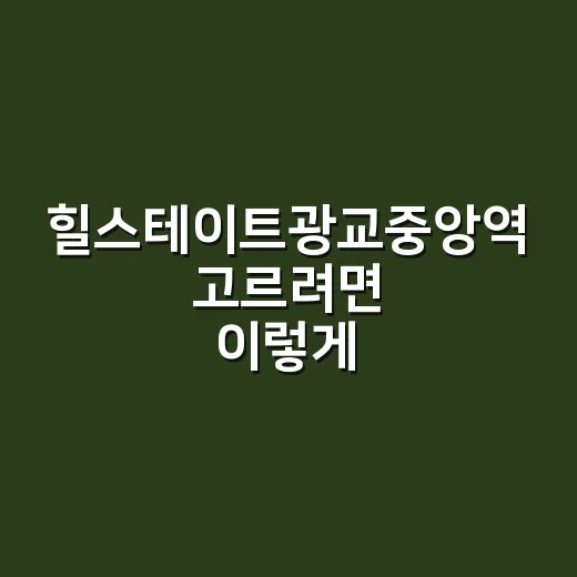 힐스테이트광교중앙역 고르려면 이렇게 체크하세요 - 요약