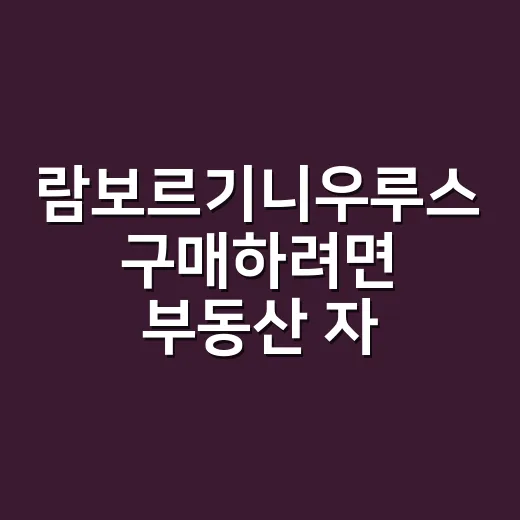 람보르기니우루스 구매하려면 부동산 자산까지 이렇게 계산하는 방법 - 요약