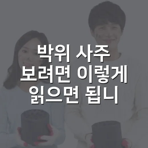 박위 사주 보려면 이렇게 읽으면 됩니다 - 요약